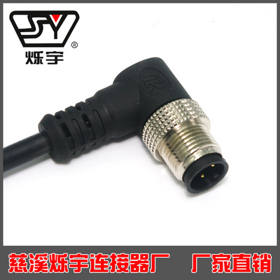 M12澆鑄電纜連接器，針，90°